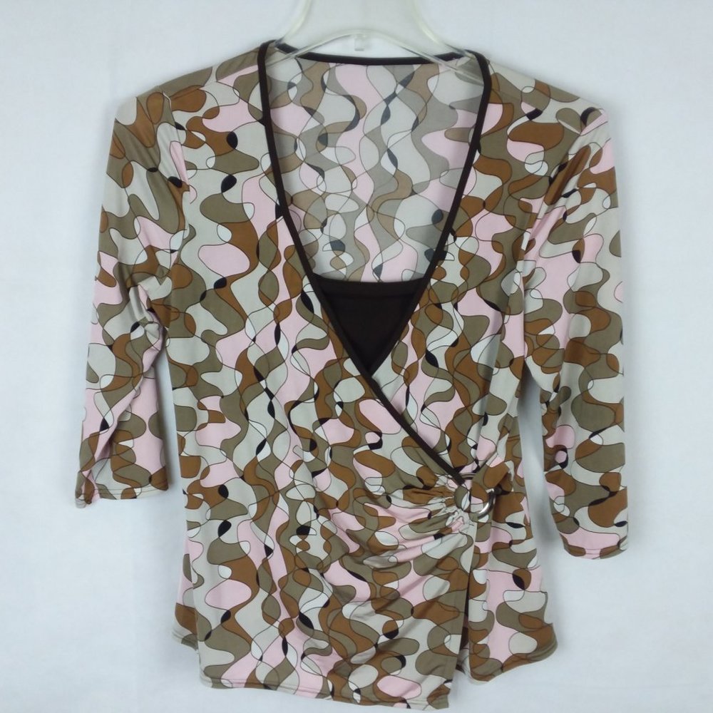 Geometric Pattern Scoop Neck spandex blend Top